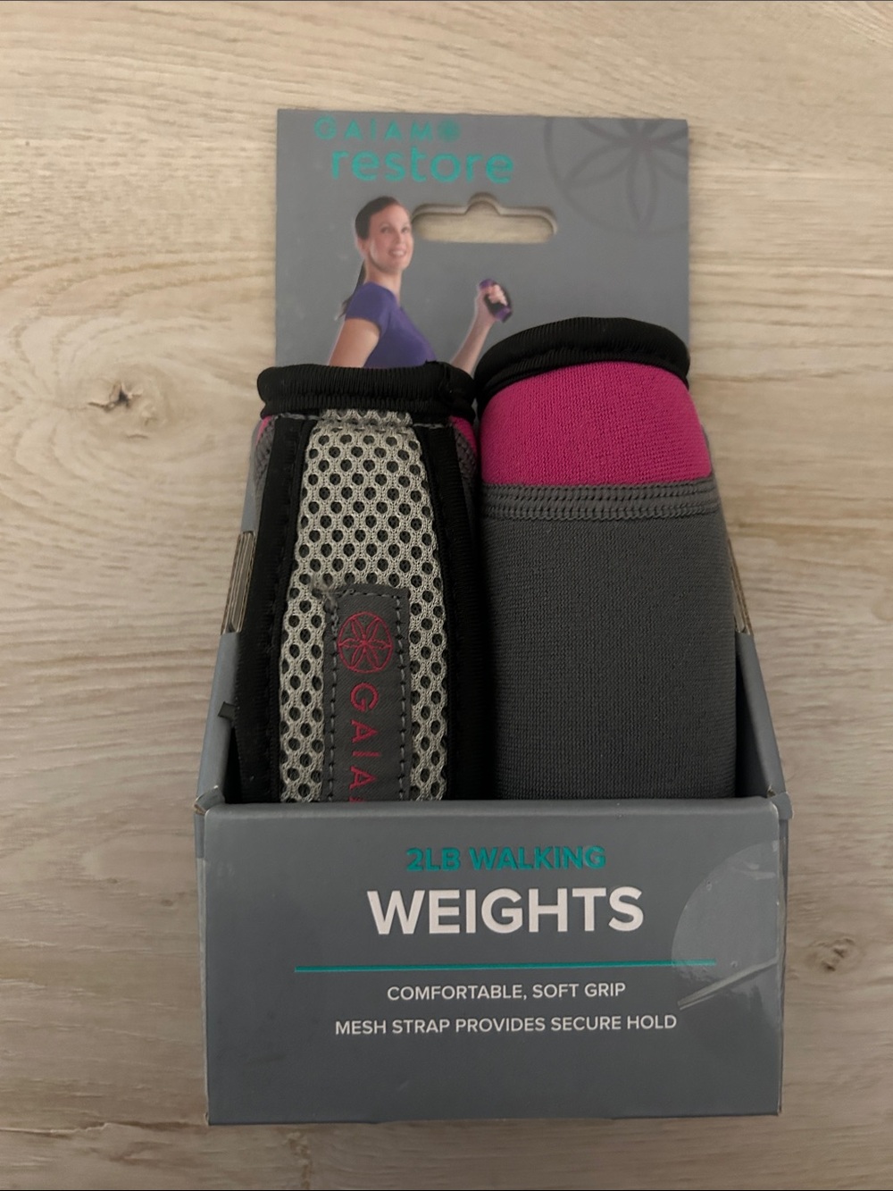 GAIAM Restore Walking Weights – Teal & Gray Packaging